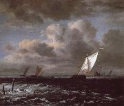 Jacob van Ruisdael Sailing vessels in a Fresh Breeze France oil painting artist